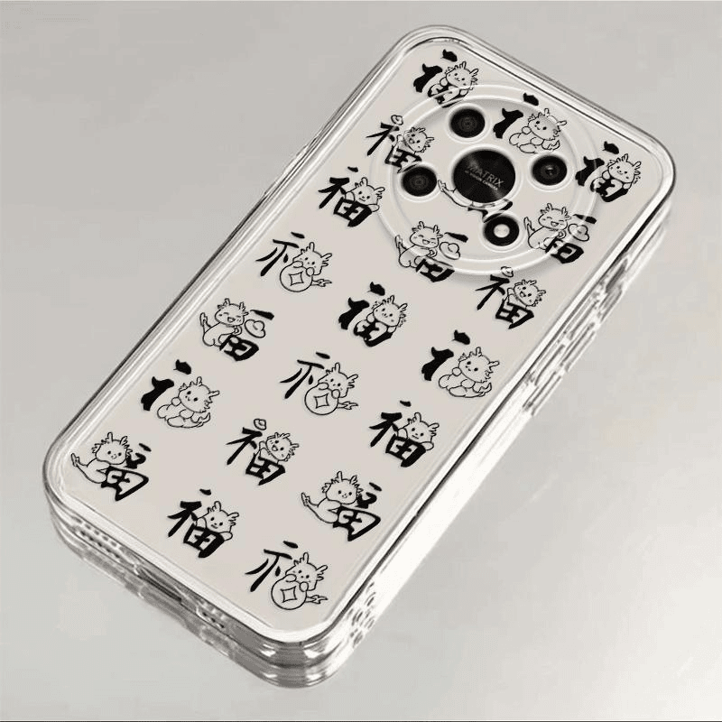 华为荣耀x40gt新款龙年福文字透明全包太空手机壳软硅胶高级简约