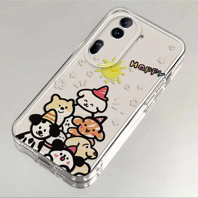 oppoReno11网红新款线条小狗圣诞透明手机壳软防摔卡通保护套超薄
