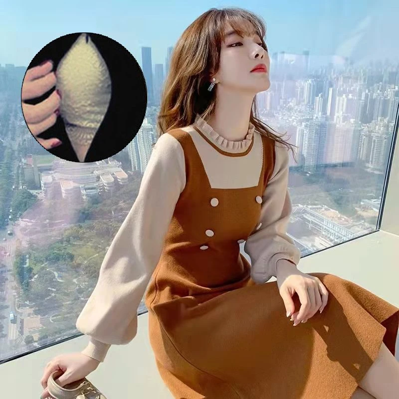 哺乳装秋冬季连衣裙针织小个子收腰显瘦喂奶时尚产后母乳上衣春秋