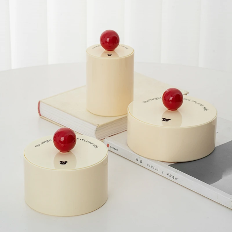 带盖子收纳盒圆形北欧创意家用精致轻奢简约零食