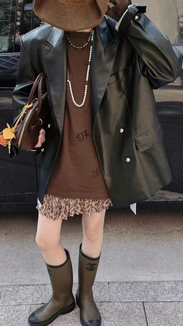 wushuo设计师新款时尚百搭皮衣外套