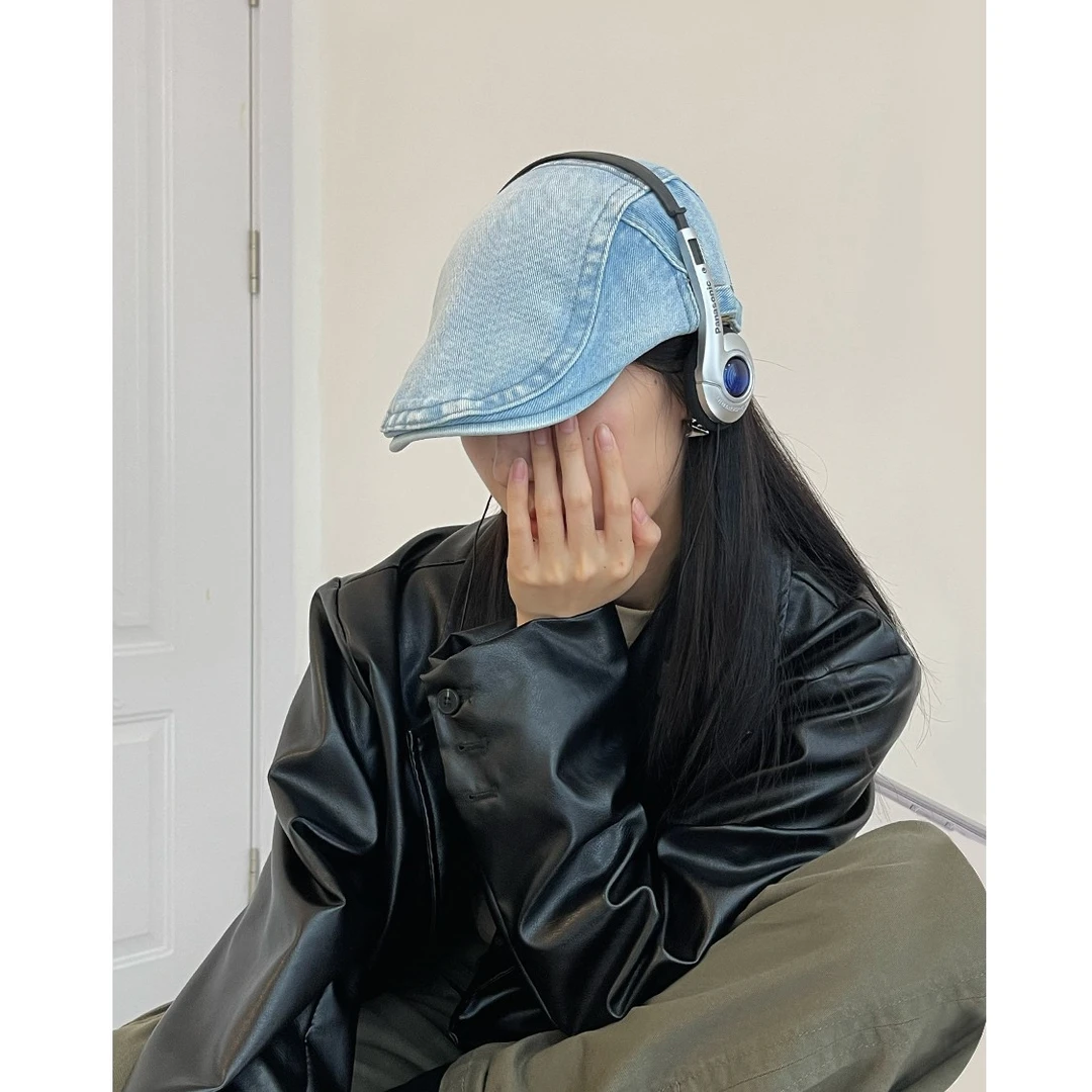 文艺复兴～日系复古牛仔前进帽子女时尚百搭鸭嘴帽贝雷帽潮
