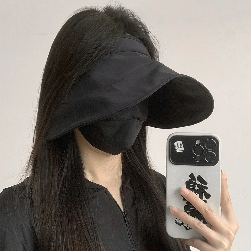 2024新款空顶遮阳帽女夏季防紫外线可折叠大帽檐户外防晒太阳帽子