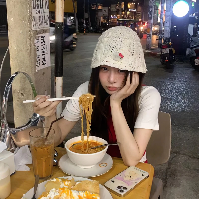 手工钩针织透气麻花渔夫帽春夏遮阳显脸小百搭定制设计kt水桶帽子