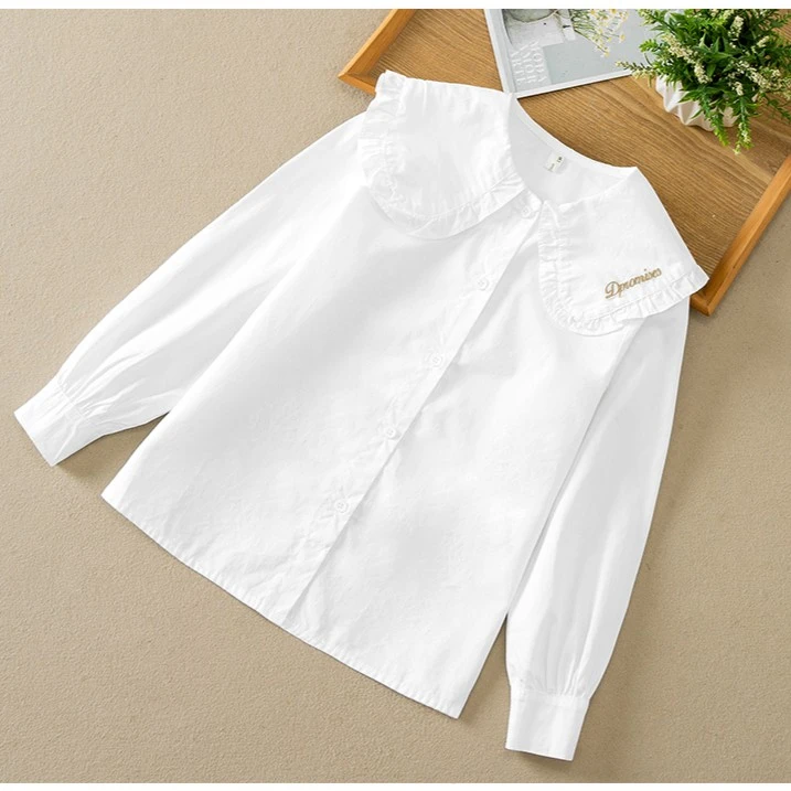 女童衬衫春秋款女童中大童学生白色衬衣长袖学院风洋气女孩中大童