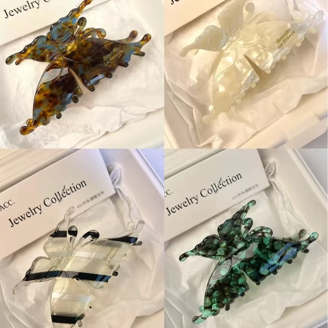 新款蝴蝶抓夹韩国醋酸材质中号小众设计蝴蝶后脑勺抓夹