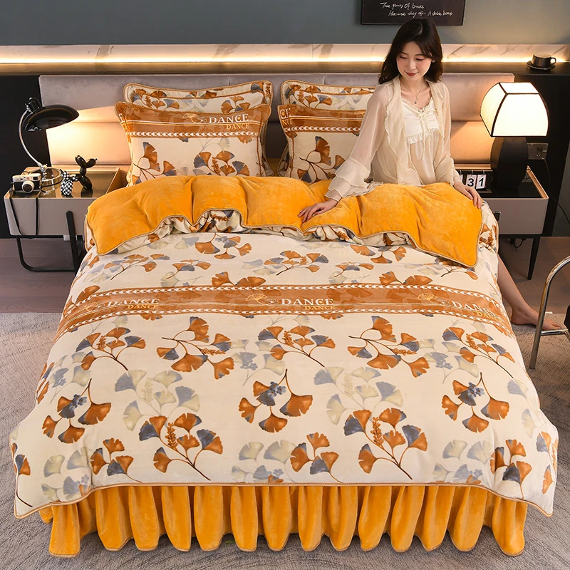 品牌牛奶绒四件套毛绒加绒单人双面加厚被套学生绒被宿舍家用保暖