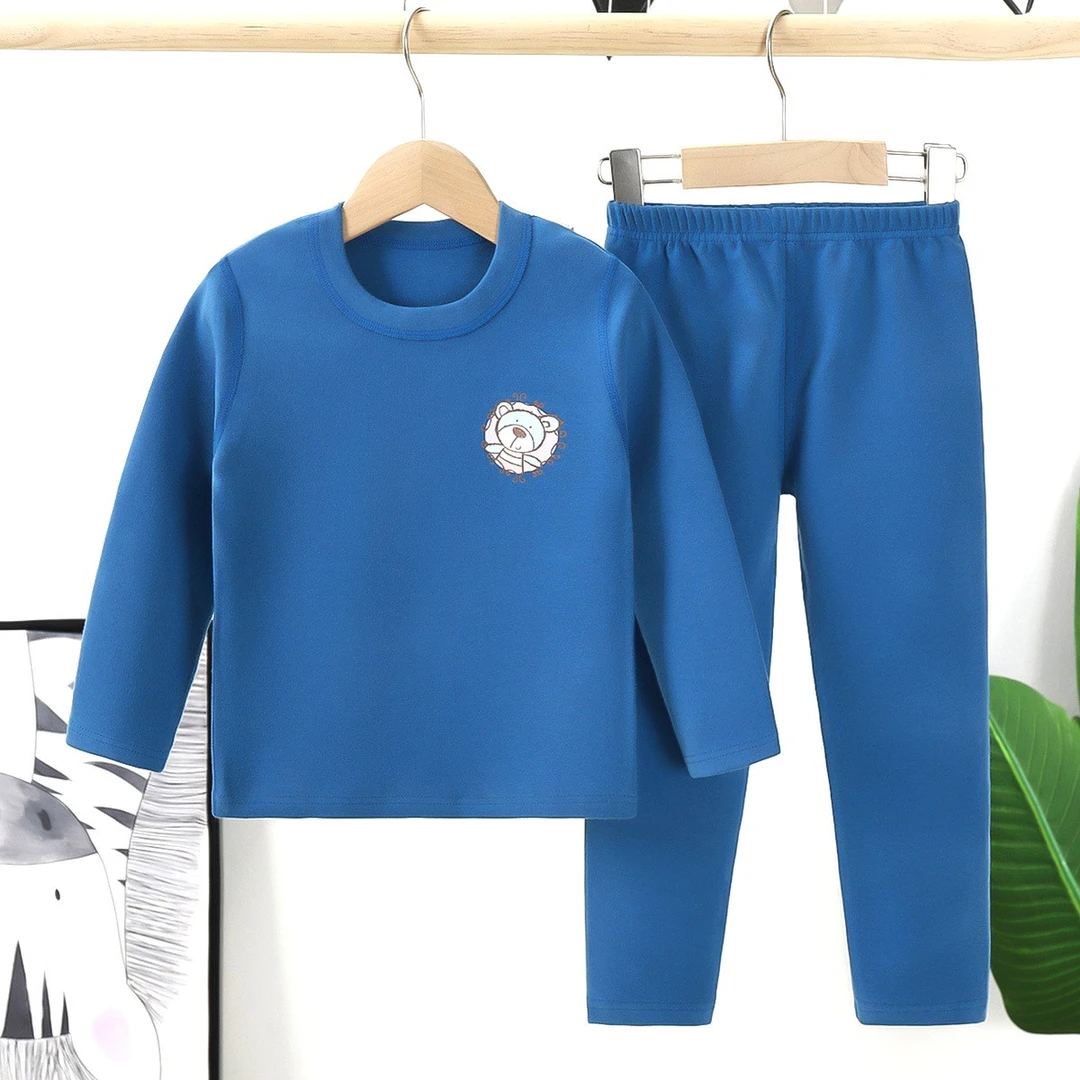 婴幼儿宝宝双层棉秋衣秋裤套装中小童空气棉内衣男女无骨家居服