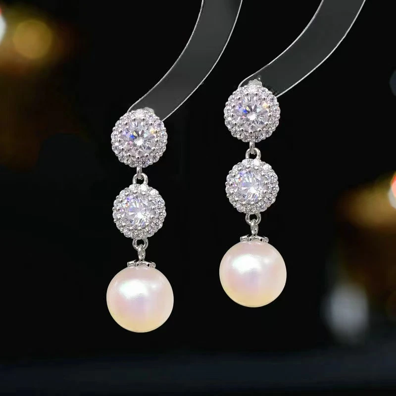 铜合金合成锆石耳饰 【44】气质轻奢时尚复古经典皓石珠珠耳钉