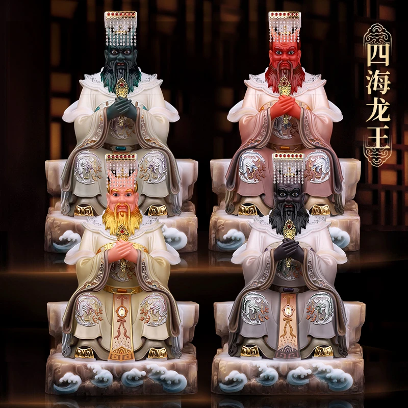 汉白玉四海龙王居家摆件