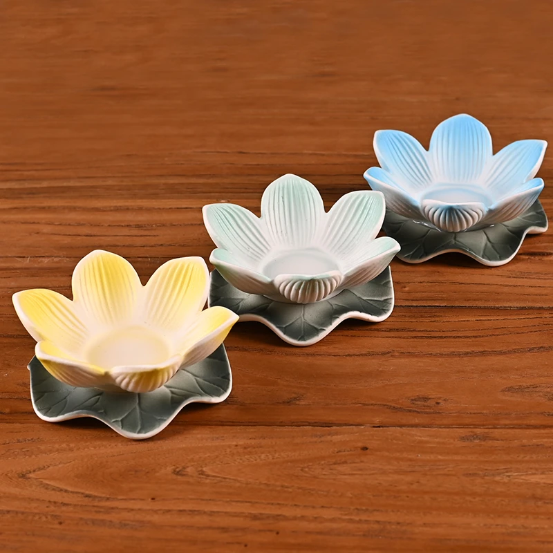 大善缘家用陶瓷荷花烛台
