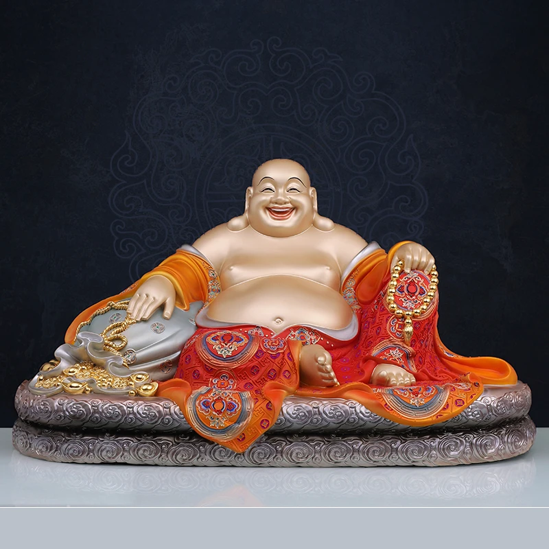 铜弥勒祥云圆座桌面摆件