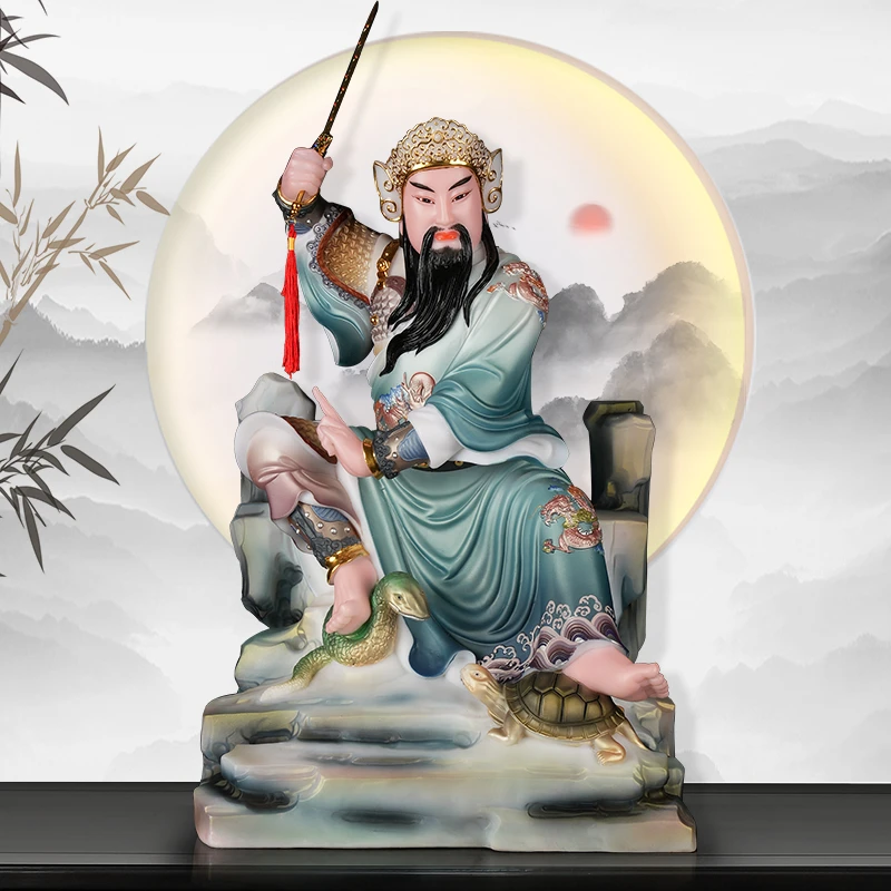 汉白玉真武大帝家居工艺摆件