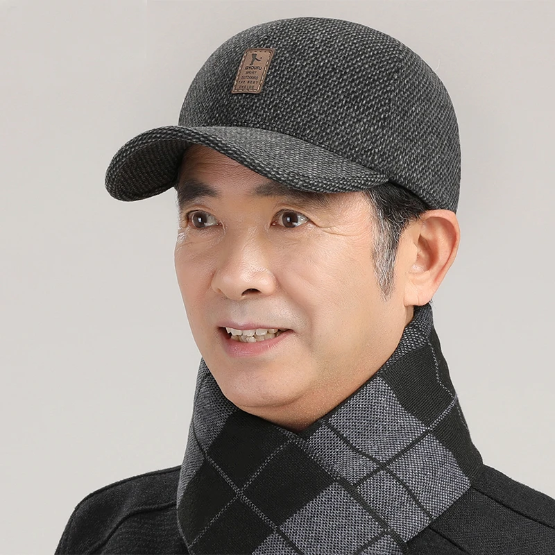 M11男士帽子冬季中老年人保暖厚棒球帽爷爷爸爸老人秋冬天鸭舌帽