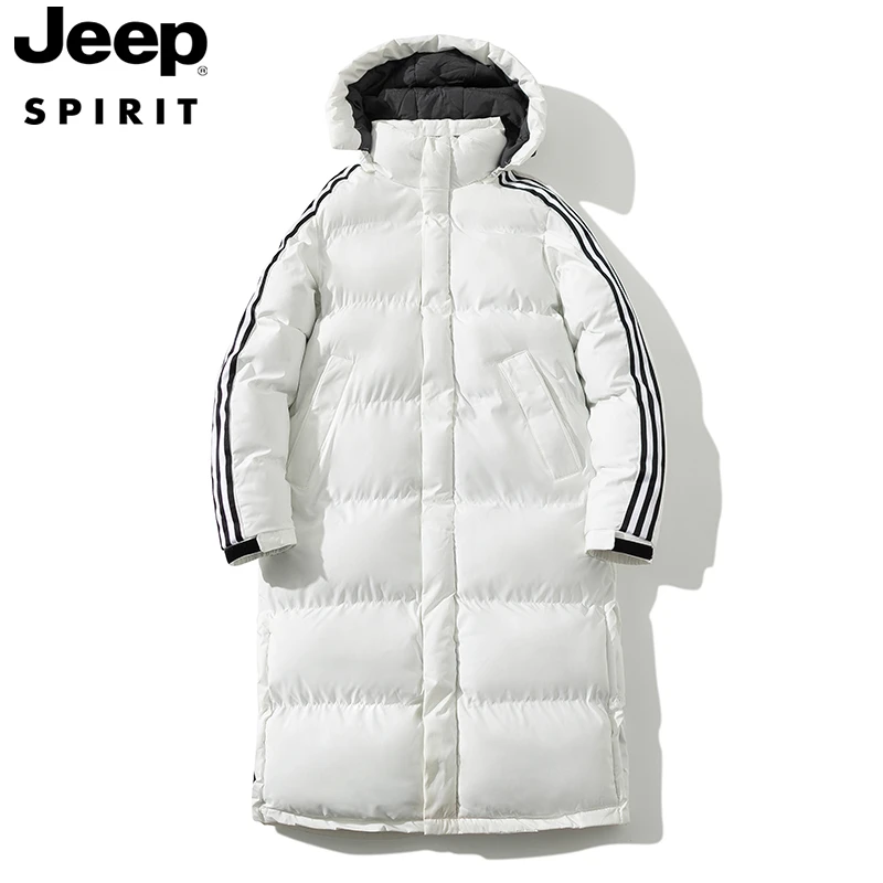 JEEPSPIRIT情侣长款棉服男冬季加厚过膝学生艺考大衣保暖防寒外套