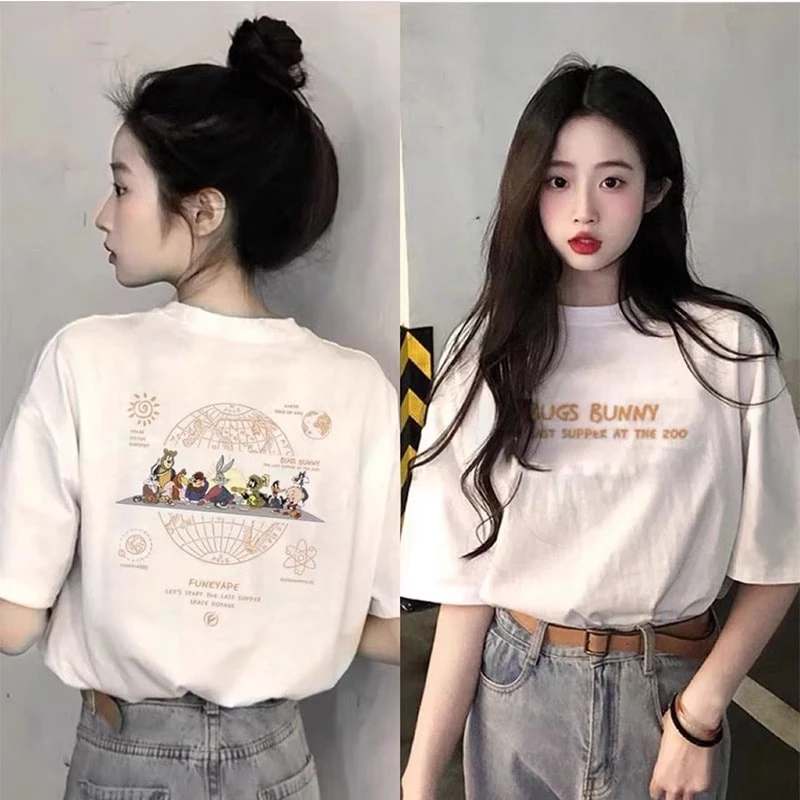 黑色爆款新款短袖t恤女夏季2025新款设计感宽松纯棉半袖ins潮上衣