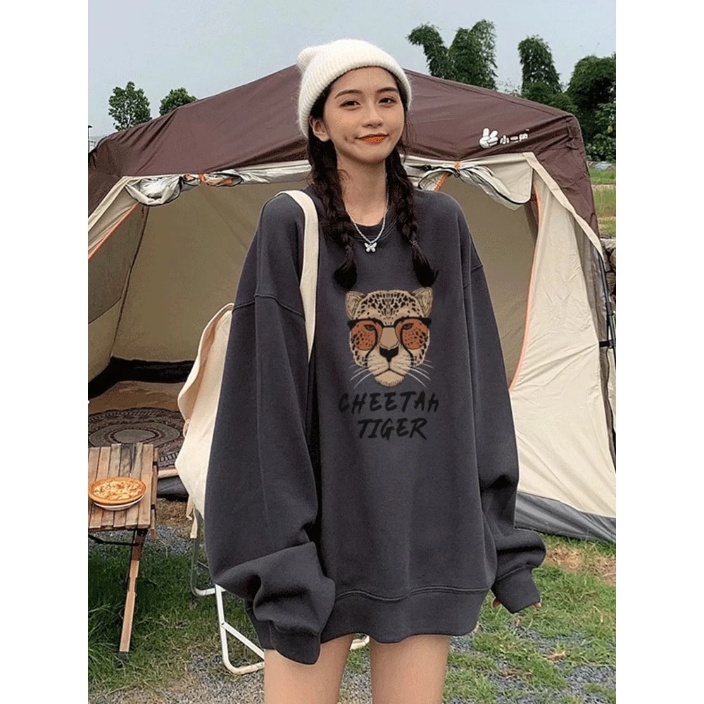 秋冬深灰色卫衣女2025新款欧货大版美式宽松bf慵懒风遮屁股中长款