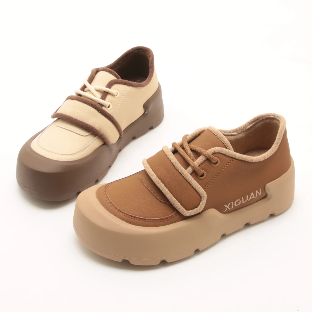 5411冬季新款轻便小厚底真皮休闲鞋百搭软底板鞋时尚舒适女鞋