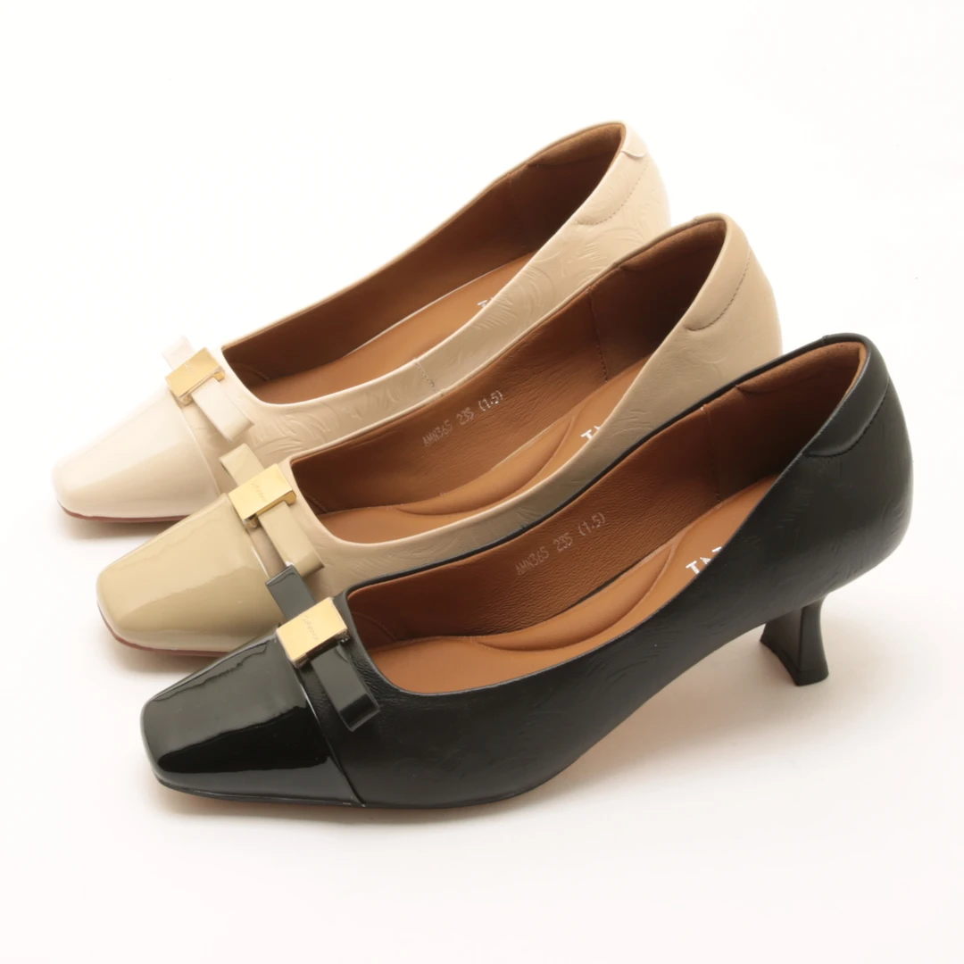 5154春秋新款法式方头蝴蝶结细跟单鞋拼接小香风气质低跟女鞋