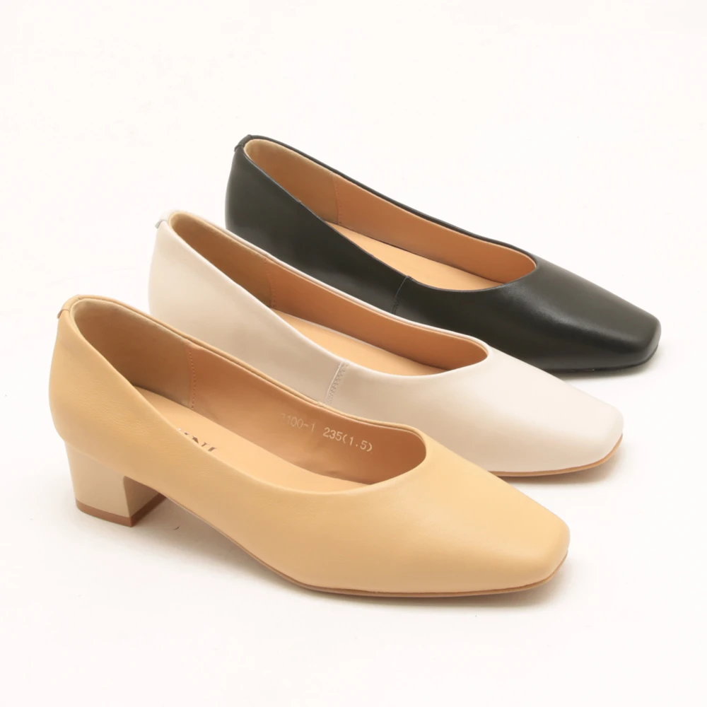 秋季新款粗跟低跟奶奶鞋百搭浅口小跟鞋女鞋9020