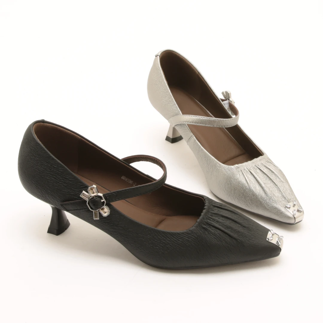 4918秋季新款气质防踢钻扣松紧一字带玛丽珍鞋女低跟小方头单鞋