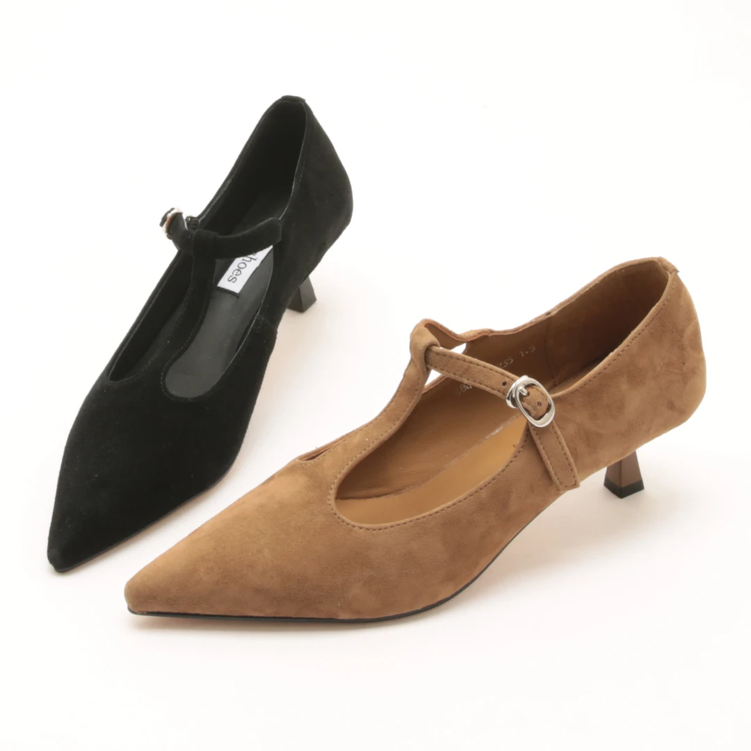 春季新款欧货女鞋尖头细跟单鞋丁字式扣带玛丽珍鞋3314