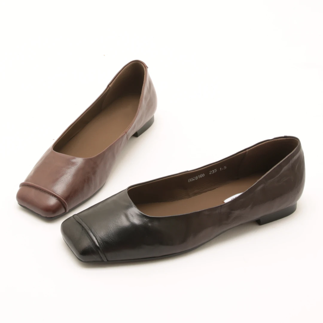 4984秋季新款法式复古方头奶奶鞋女舒适软底瓢鞋浅口低跟单鞋