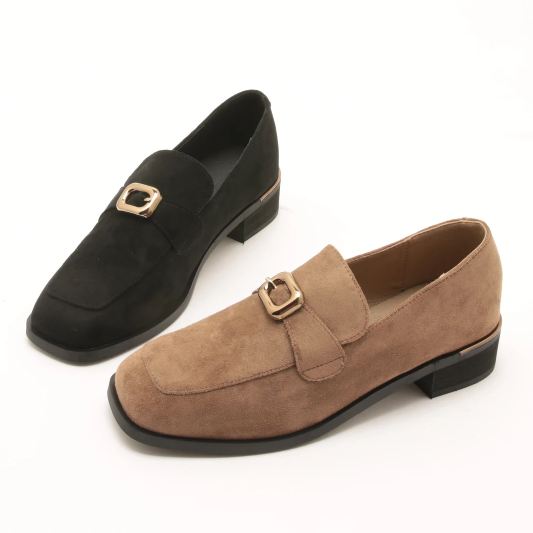 4856秋季新款低跟乐福鞋方头舒适单鞋粗跟百搭休闲时尚女鞋