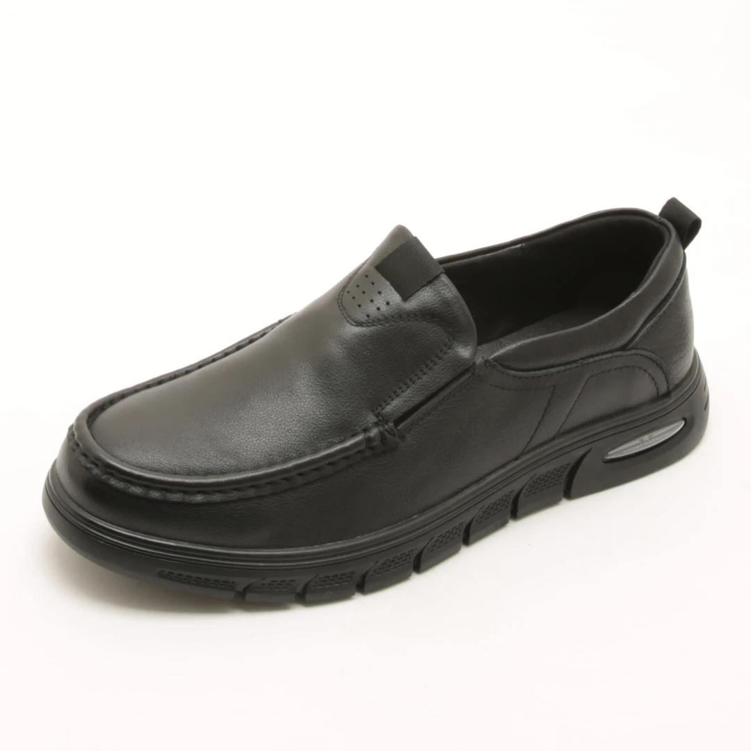 5365秋冬新圆头真皮男鞋休闲皮鞋一脚蹬透气舒适软底防滑爸爸鞋