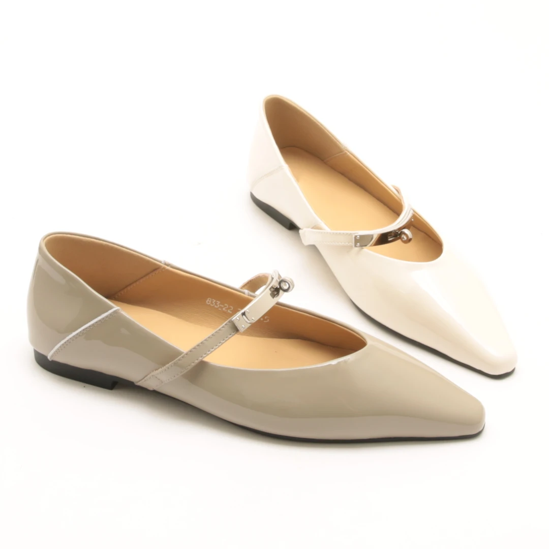 春秋新款欧货女鞋时尚小方头平底单鞋百搭漆皮一脚蹬玛丽珍鞋3305