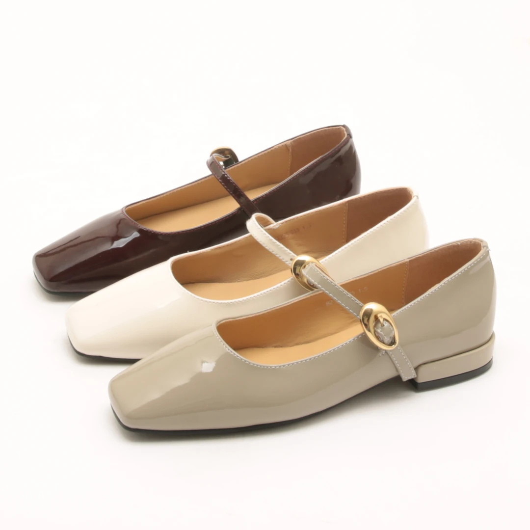 春夏新款欧洲站方头气质低跟小皮鞋女一字扣带玛丽珍单鞋3223