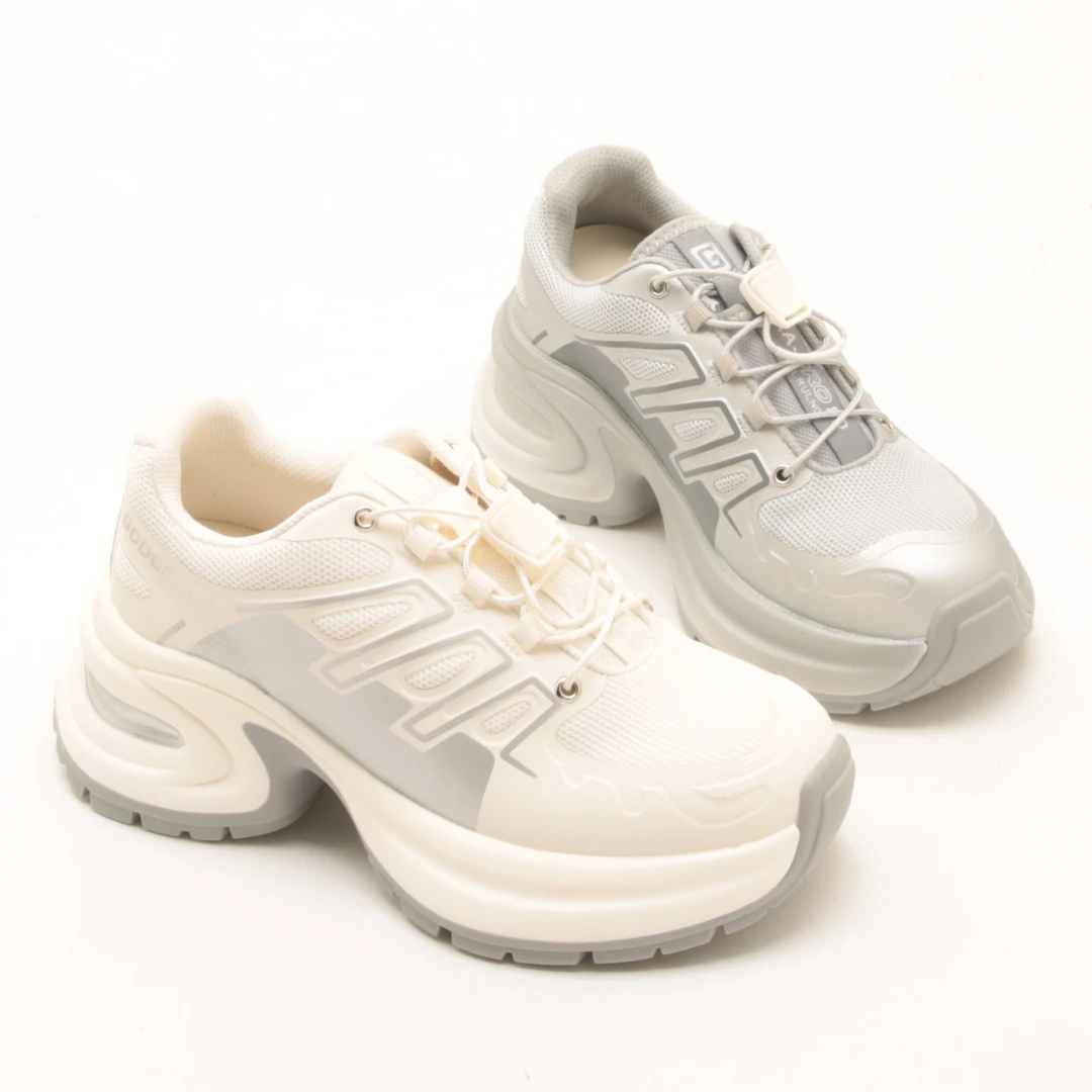 4577春秋新款轻便厚底老爹鞋百搭时尚系带休闲鞋防滑中跟女鞋