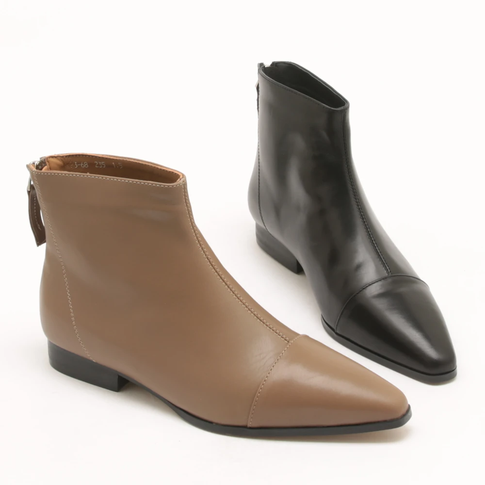 4431秋冬新款时尚尖头低跟英伦风女款气质短靴女靴