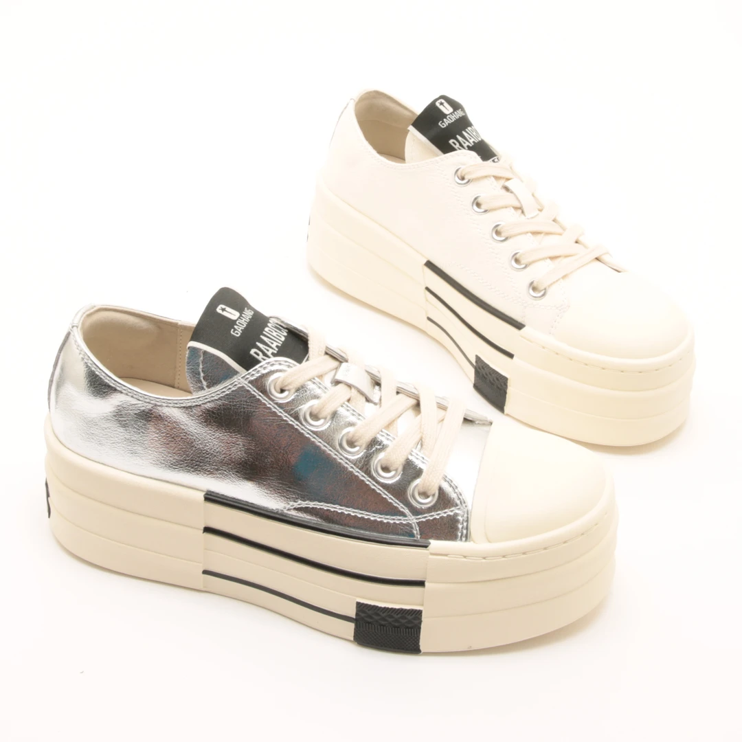 4689秋季新款系带厚底帆布风女鞋圆头百搭增高休闲学生板鞋