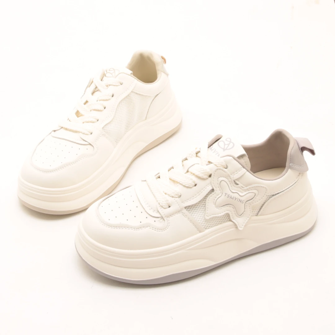 4405春夏平底透网板鞋秀气圆头小白鞋舒适百搭板鞋