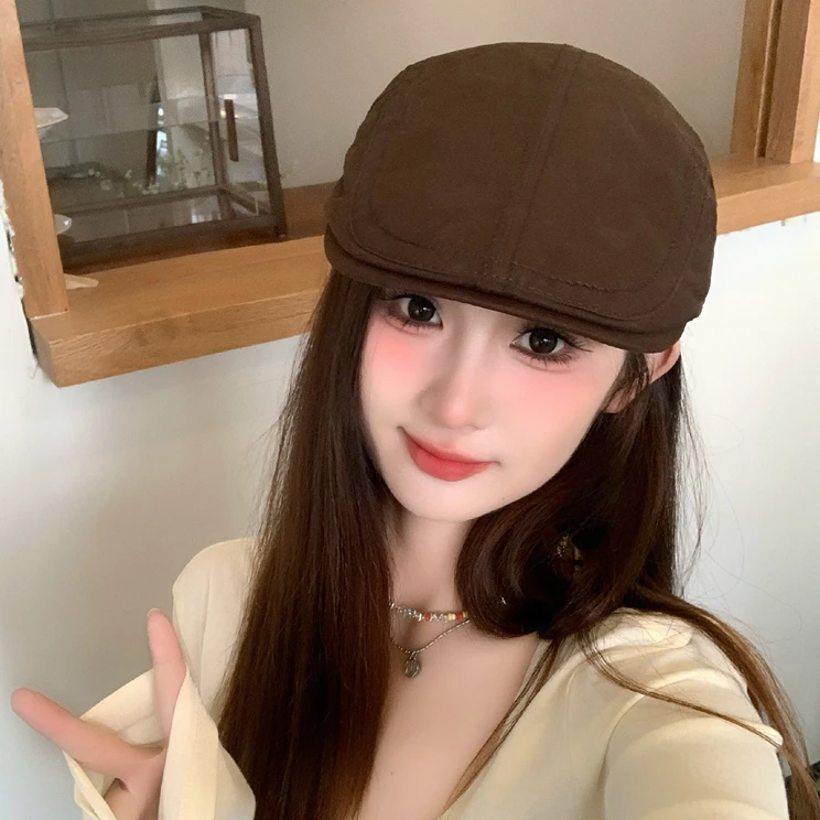 春夏复古简约画家贝雷帽男女文艺鸭舌帽英伦前进帽韩版百搭显脸小