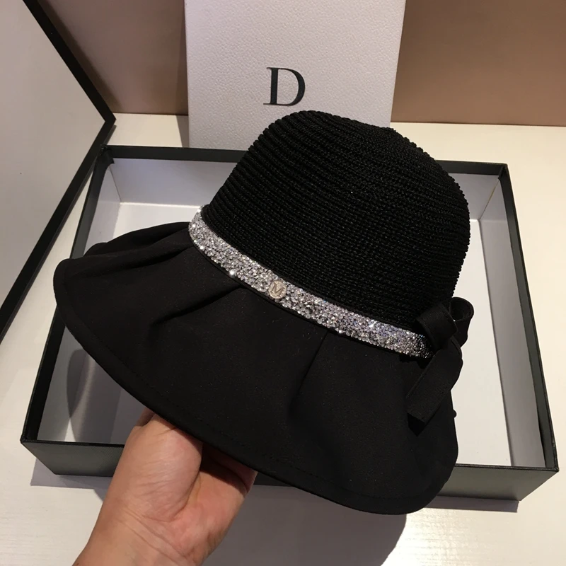 新款帽子女夏防晒太阳帽大檐防紫外线渔夫帽子韩版遮阳遮脸帽盆帽