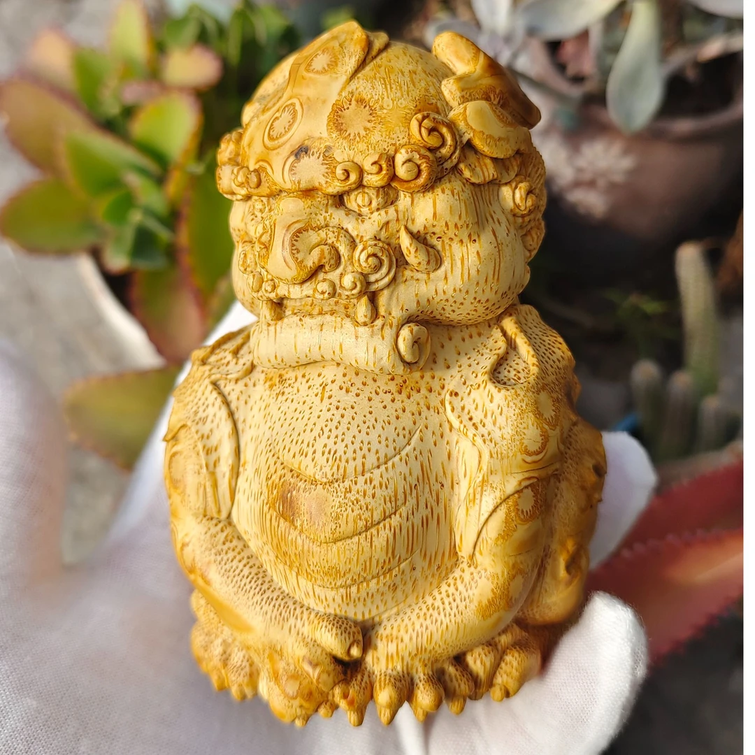 竹根雕 瑞兽 摆件 貔貅 狮子 文玩 手把件