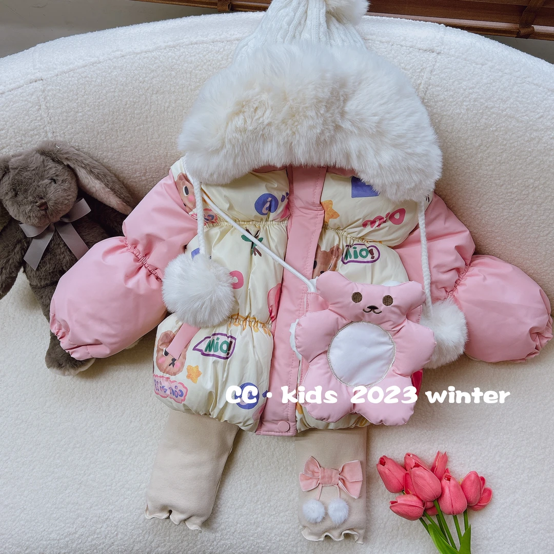 儿童装冬款韩系奶油泡芙童装女宝宝棉服加绒加厚女宝小袄231116