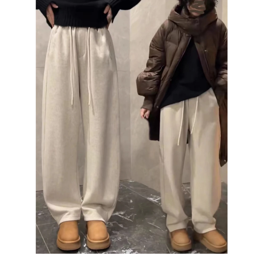 【国货优选】！高定版！羊毛蚕丝弯刀裤宽松极简弧线休闲阔腿裤9972