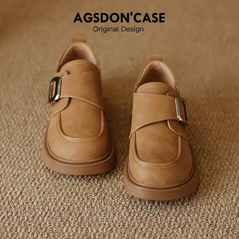 奥古狮登复古乐福鞋女2025新款秋季厚底英伦风单鞋粗跟软底小皮鞋