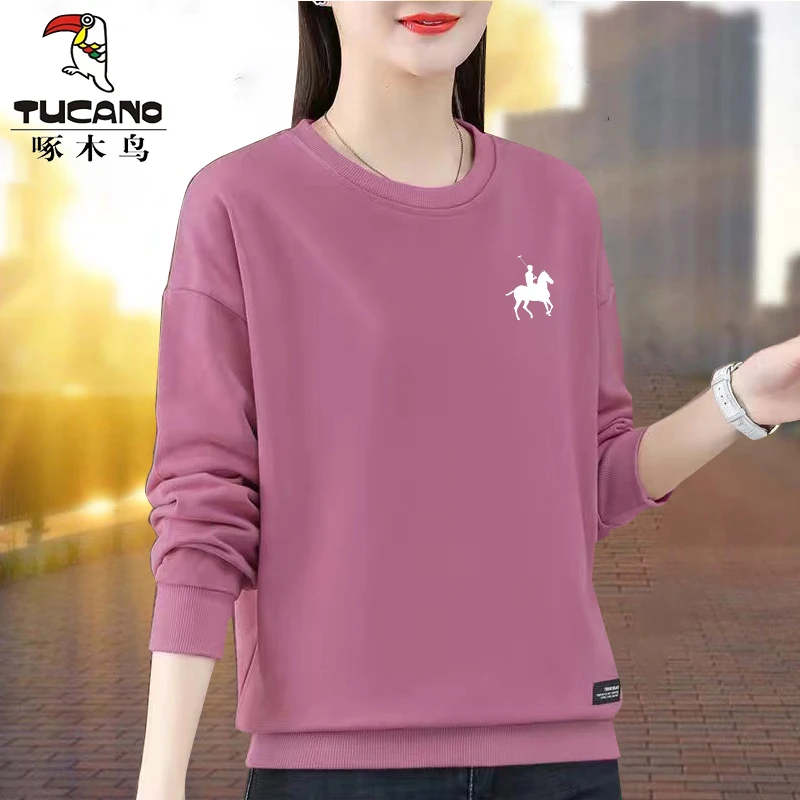 啄木鸟2024年秋冬季宽松小众卫衣时尚创意圆领韩版薄款/加绒上衣