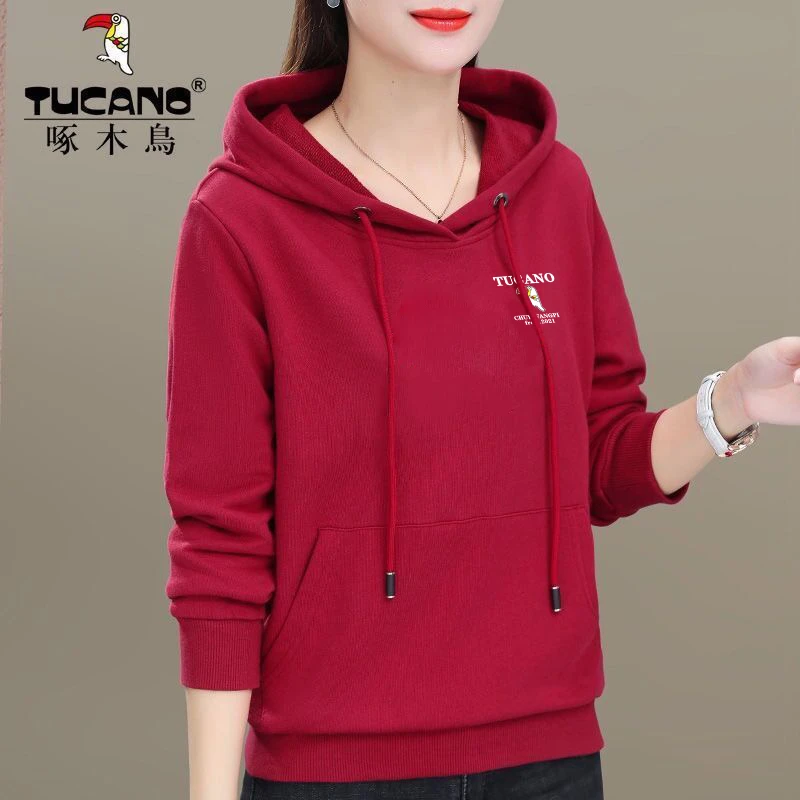 啄木鸟官方正品2023年早秋百搭时尚印花连帽卫衣小众休闲新款上衣