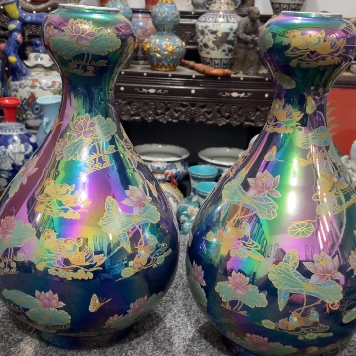 摆件瓷器对瓶手工工艺