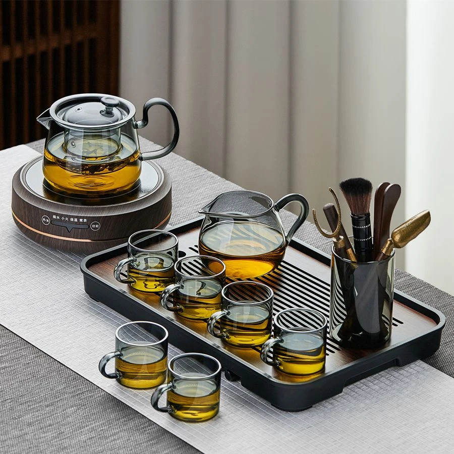 玻璃茶具套装茶壶家用会客喝茶办公室烧水泡茶壶专用茶盘功夫茶杯