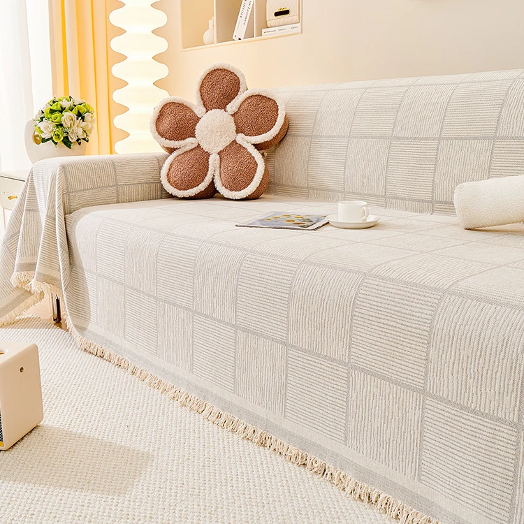 無印良品简约雪尼尔沙发盖垫整张全盖四季通用沙发套罩盖布防猫抓