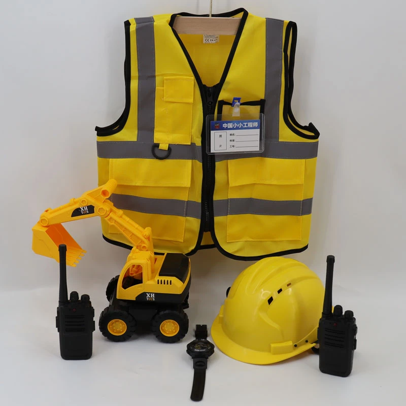 儿童工程师衣服马加维修工建筑工头盔维修工具幼儿园角色扮演套装
