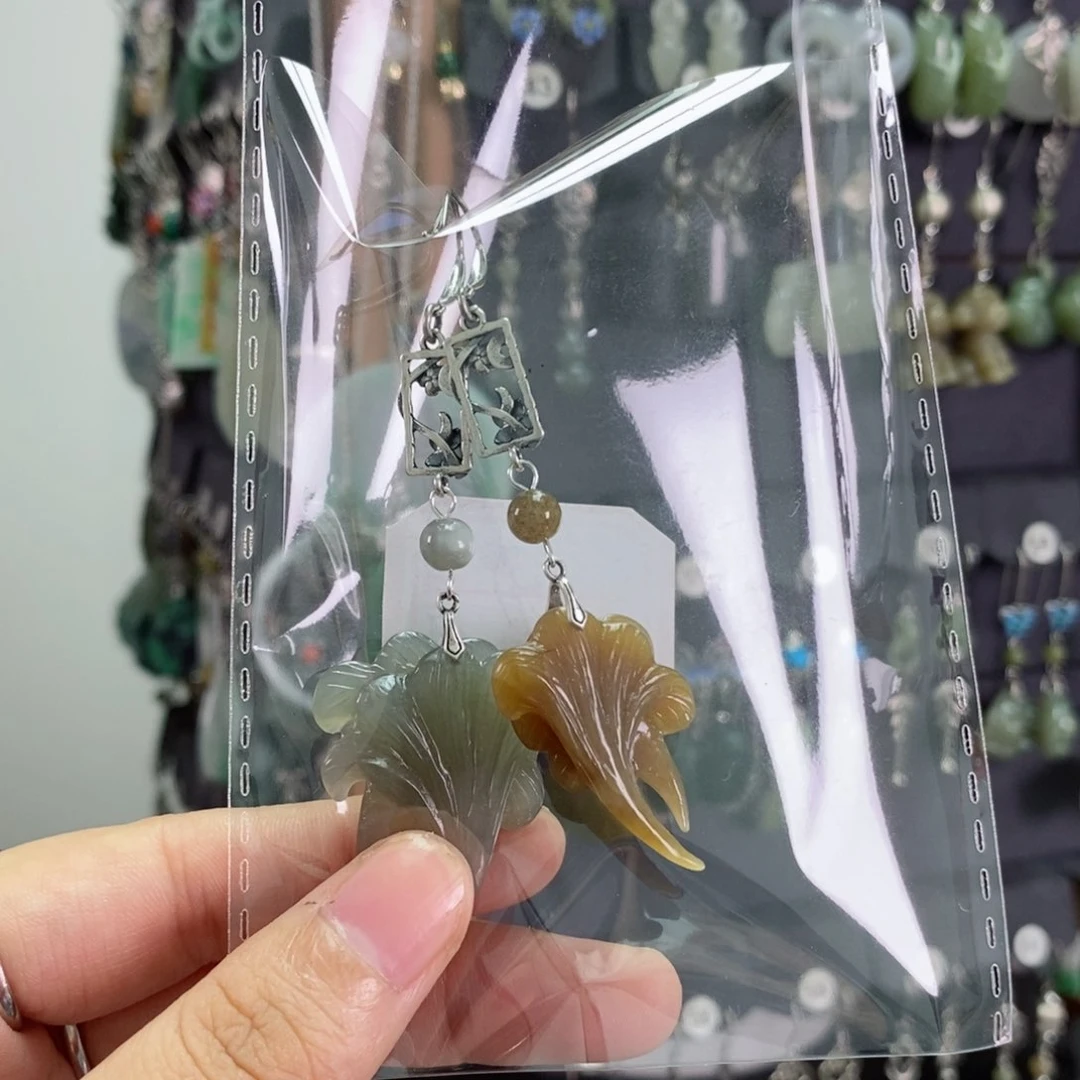 和田玉耳饰银S925镶嵌?****X27