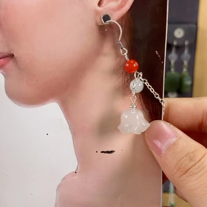 【闪购商品】玛瑙/玉髓耳坠未镶嵌༊****X10