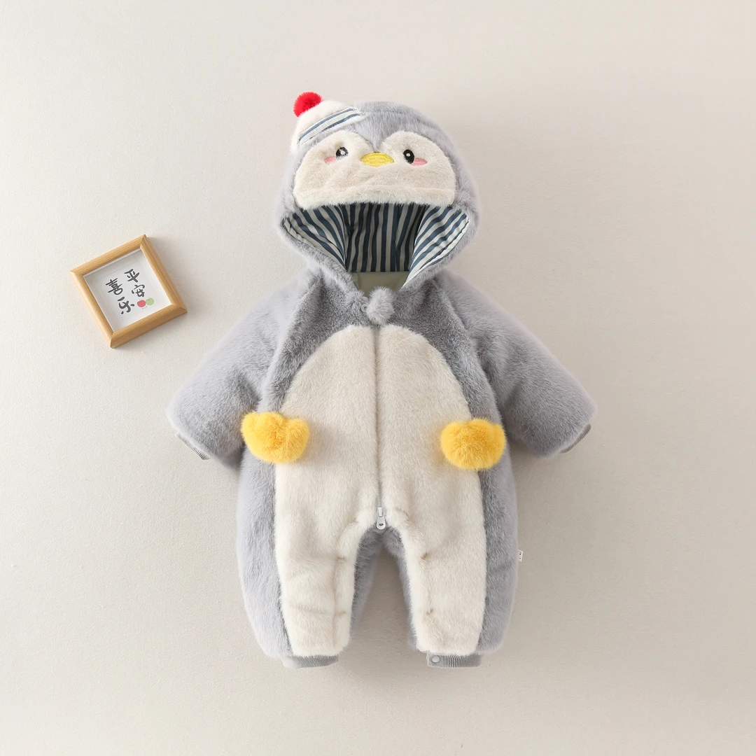 新生儿外出服保暖加绒连体衣冬季男女宝宝哈衣衣服婴儿加厚爬服